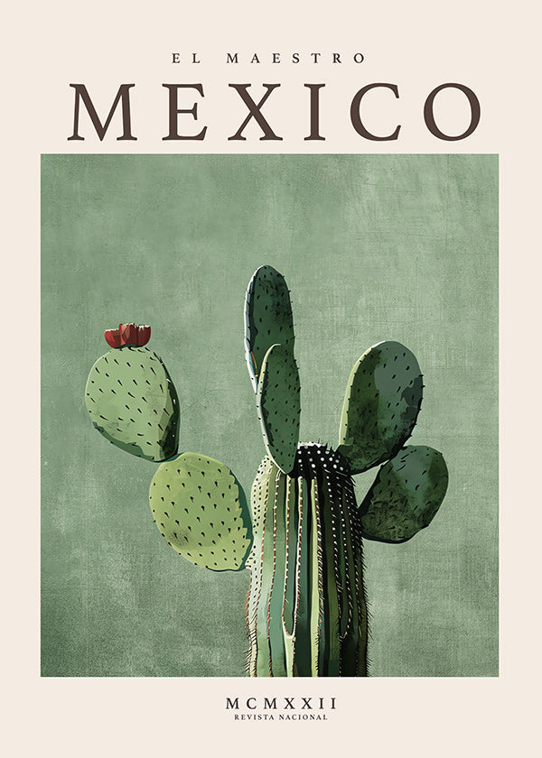 Botanisk poster Mexico med kaktus