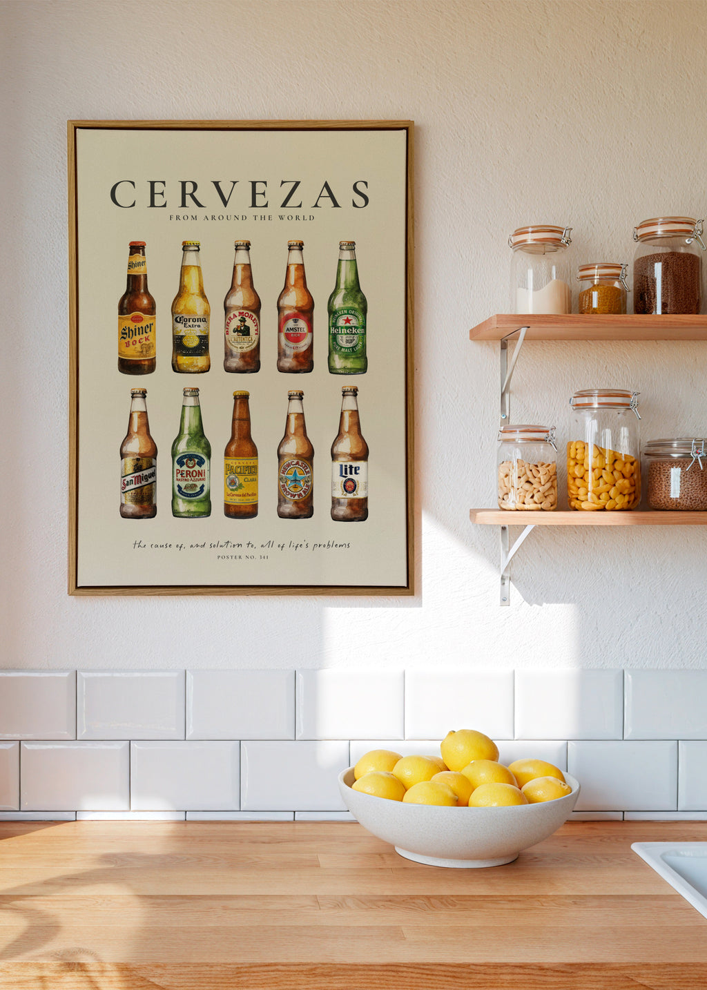 Cervezas (Beers) - Framed canvas in an interior