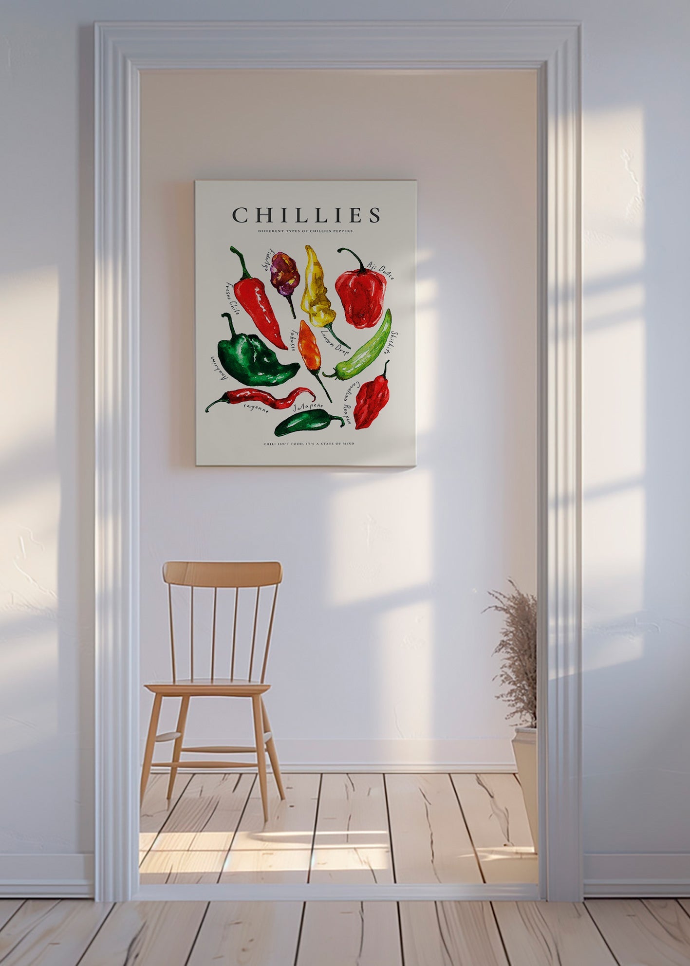 Kökskonst Chillies akvarell