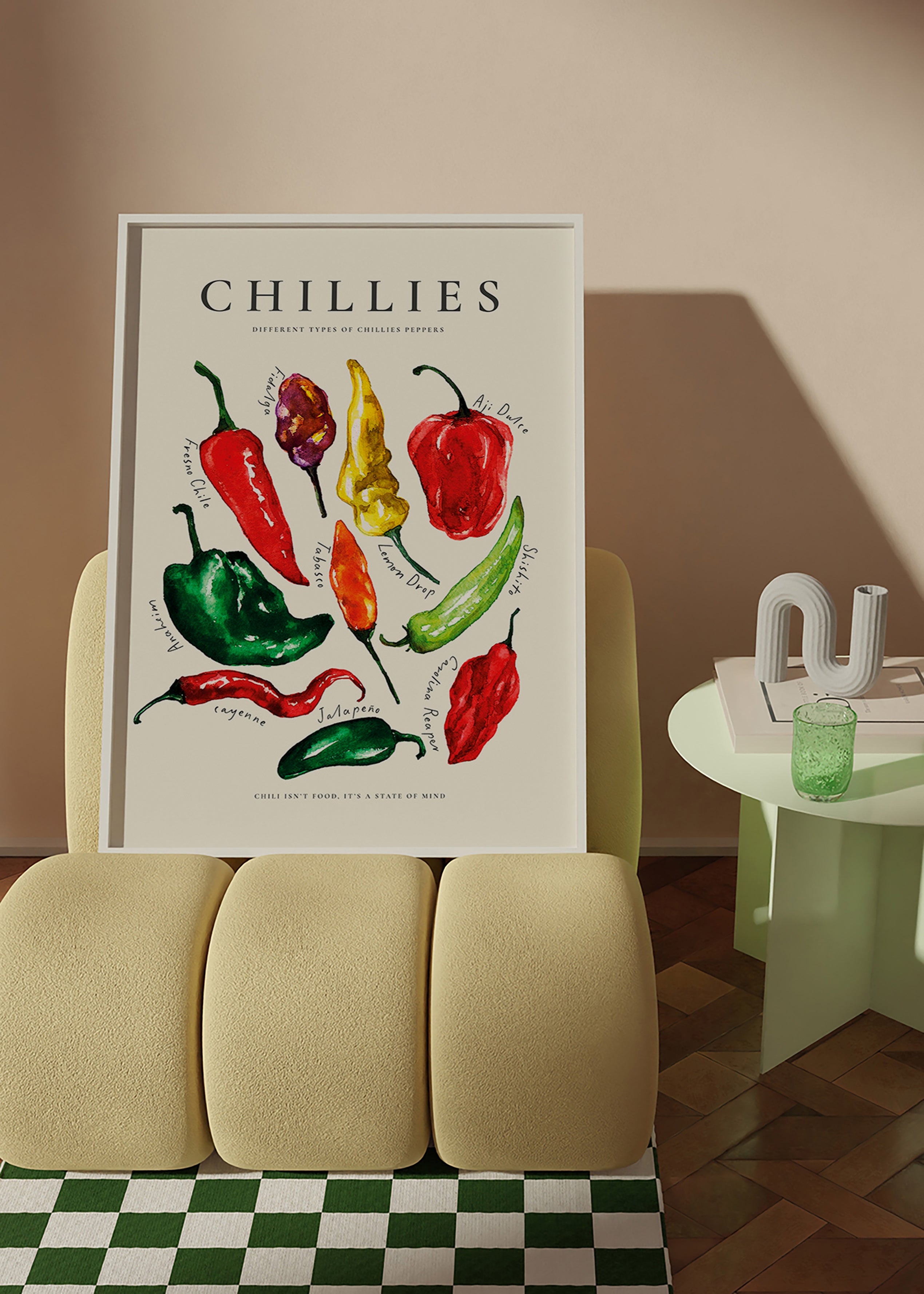 Kökskonst Chillies akvarell