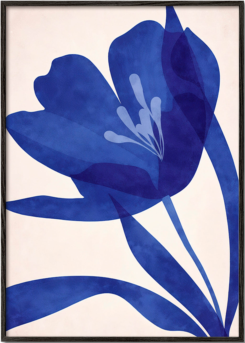 Botanisk poster stiliserad blå blomma