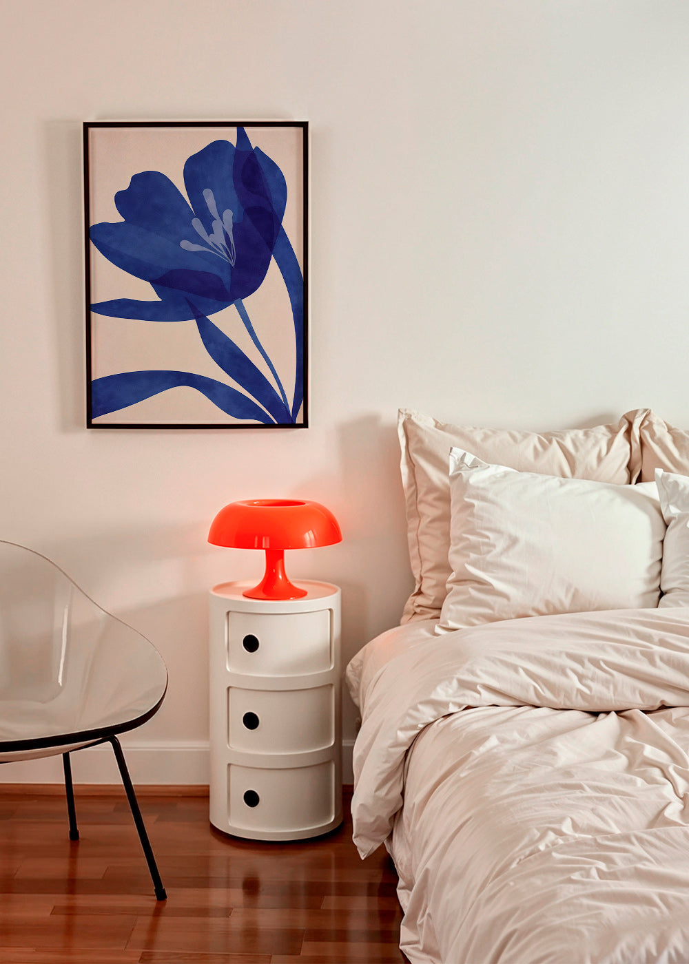 Botanisk poster stiliserad blå blomma