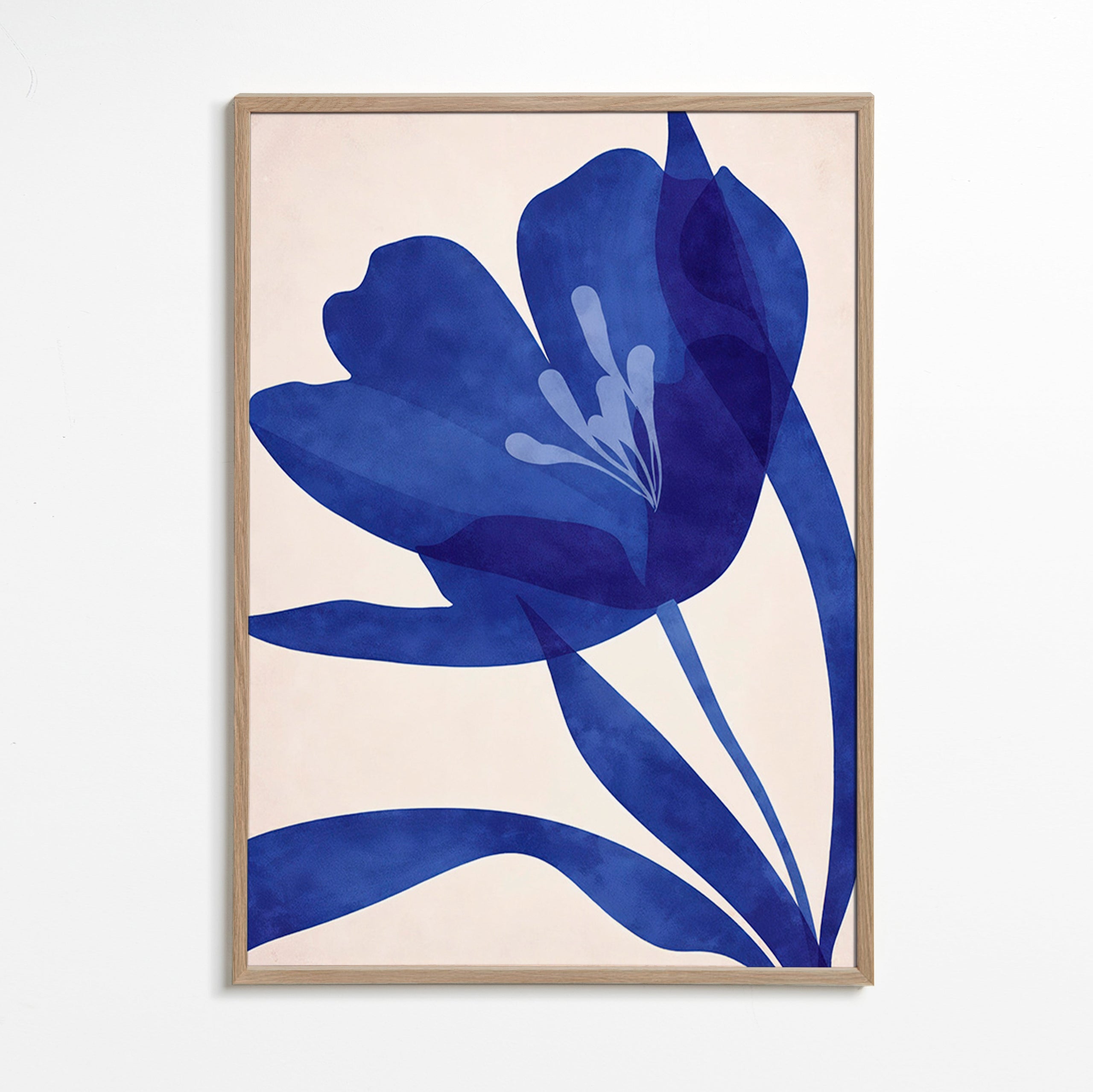 Botanisk poster stiliserad blå blomma