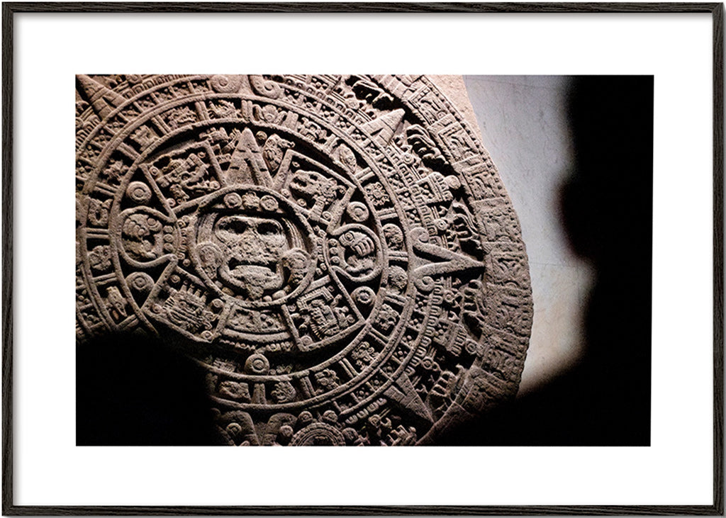 Fotografi aztekisk kalender i relief