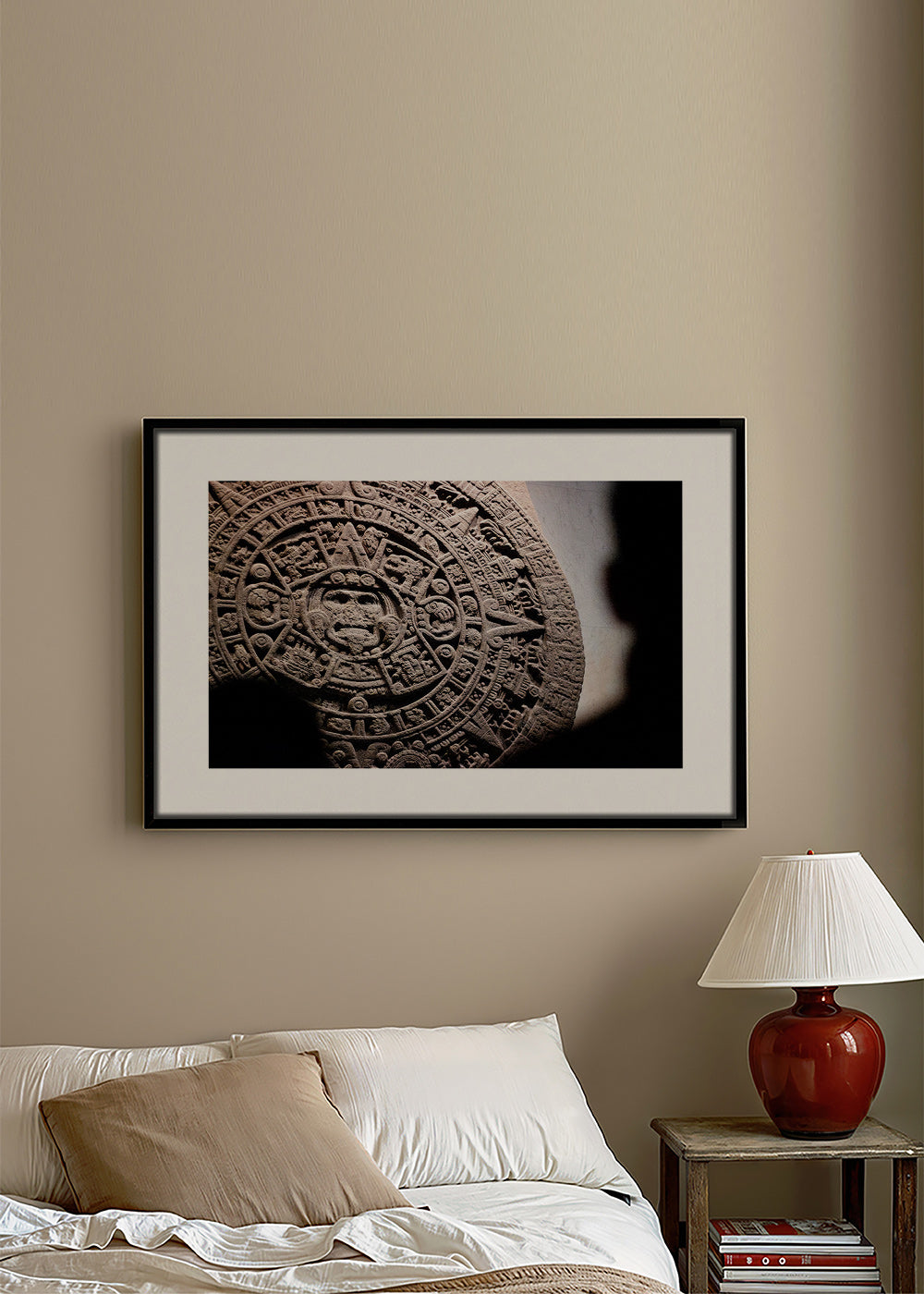 Fotografi aztekisk kalender i relief