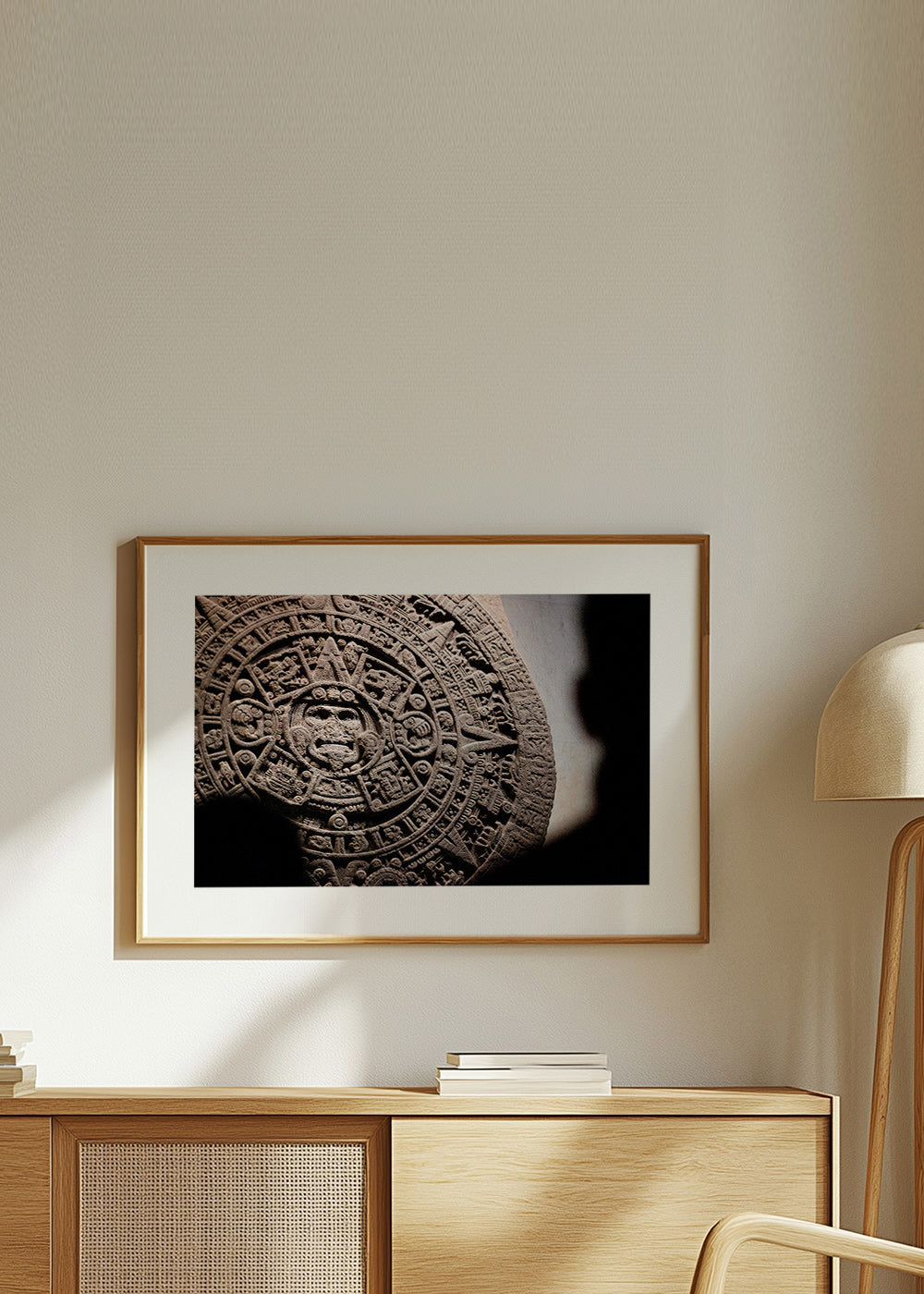 Fotografi aztekisk kalender i relief