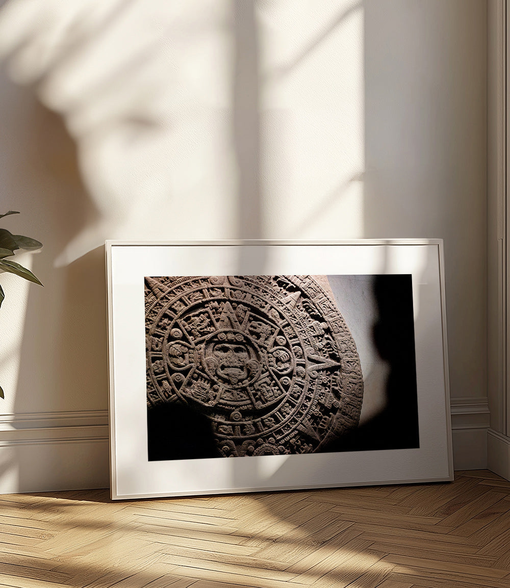 Fotografi aztekisk kalender i relief