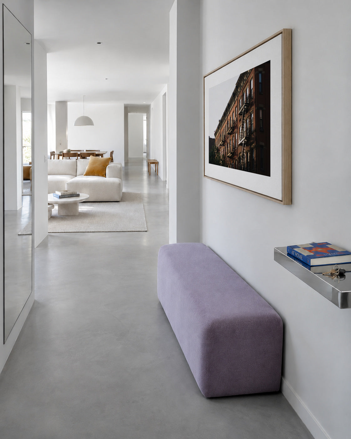 New York Brownstone - Framed canvas in an interior
