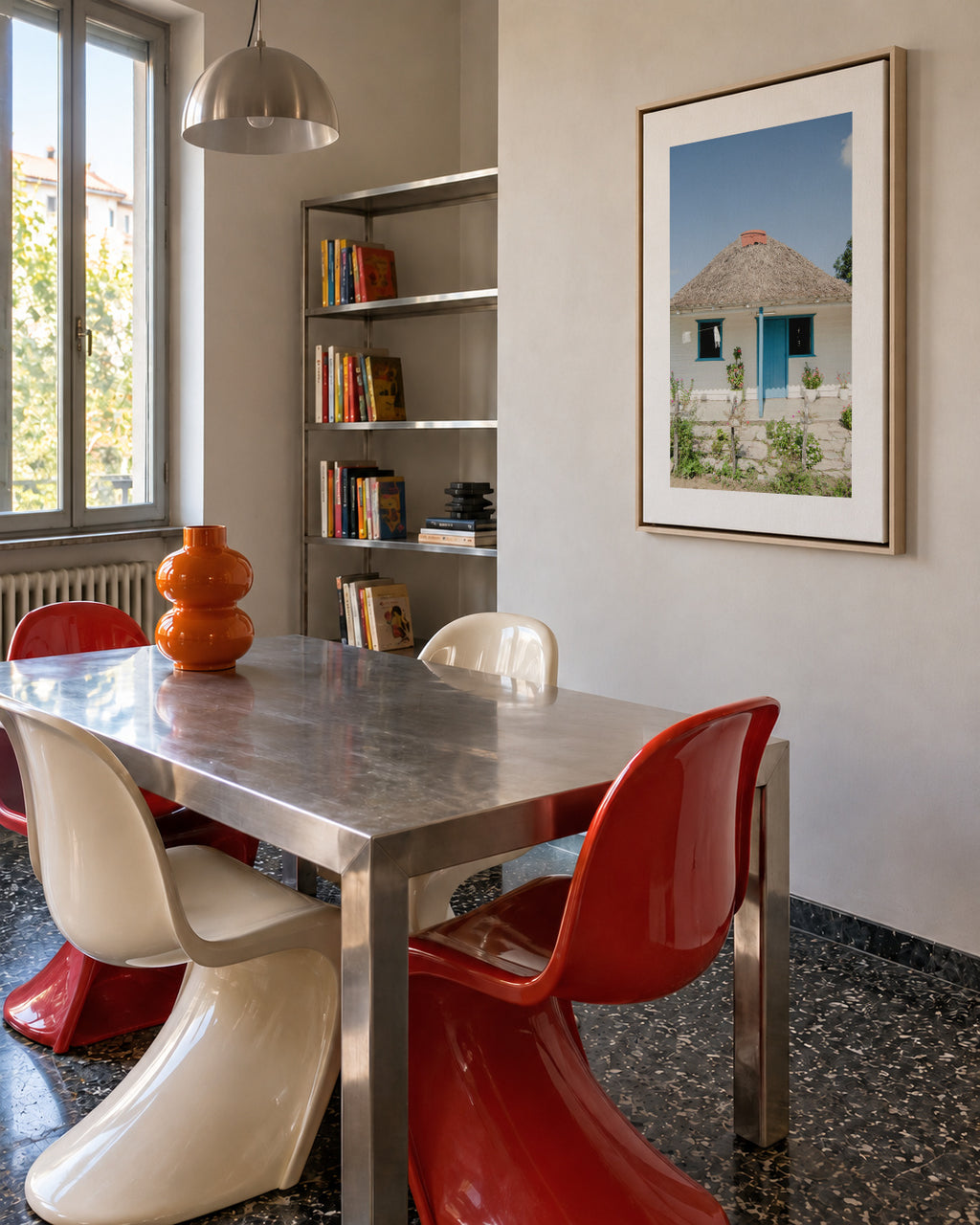 Blue House - Framed canvas in an interior