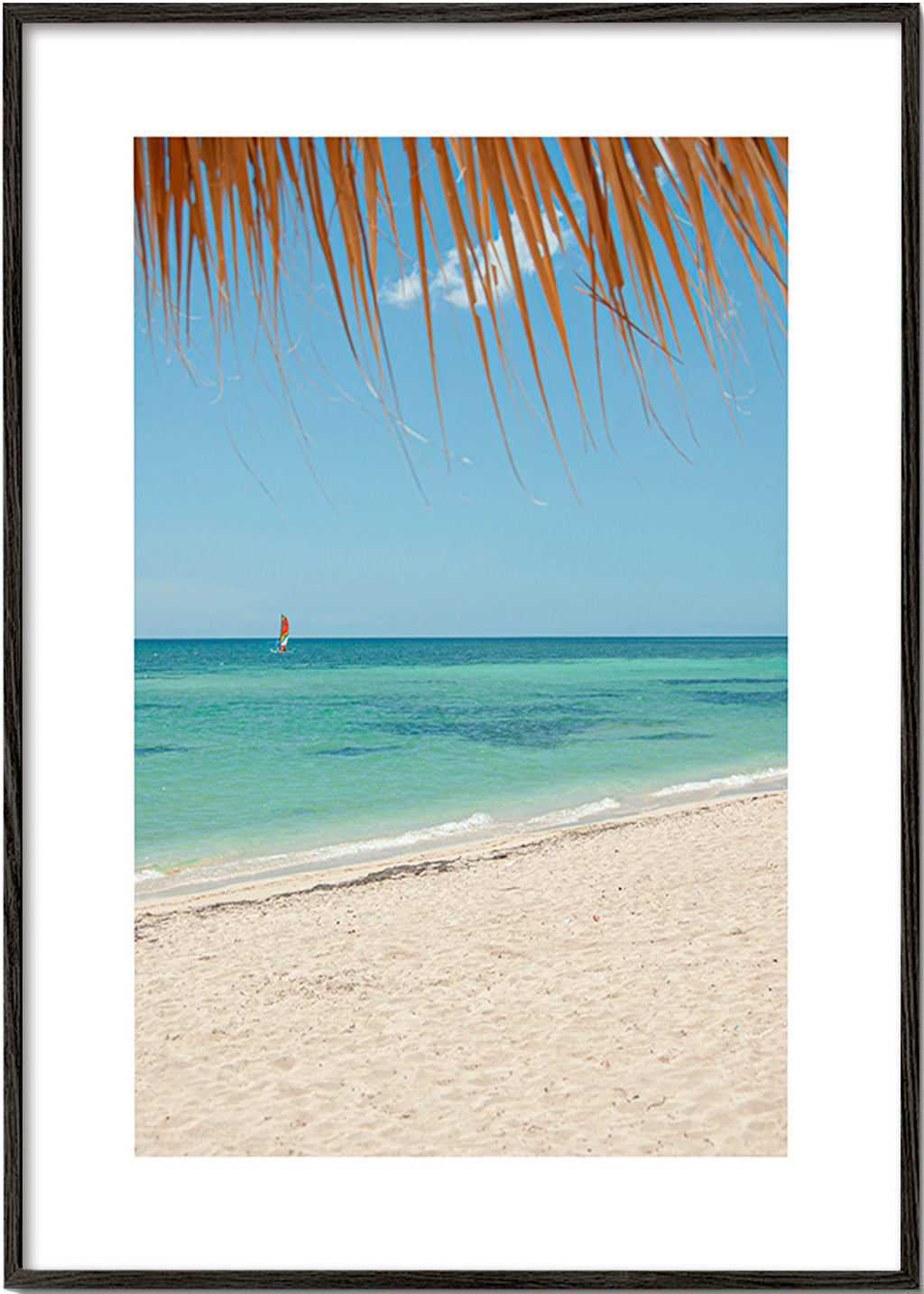 Landskapstavla: karibisk strand med palm