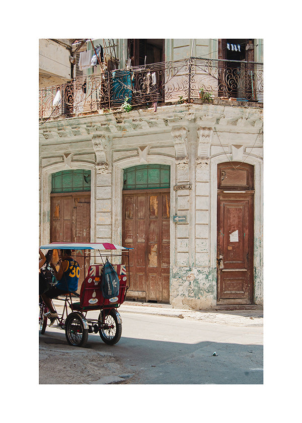 Reseaffisch: havannafasad med cykelrickshaw