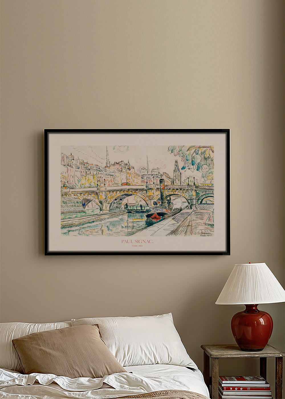 Kökskonst: Pont Neuf bogserbåt i tusch och akvarell – Canvas1