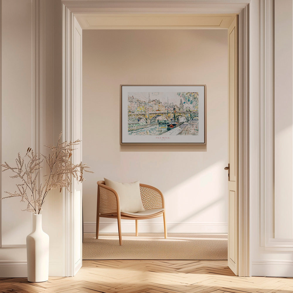 Kökskonst: Pont Neuf bogserbåt i tusch och akvarell – Canvas2