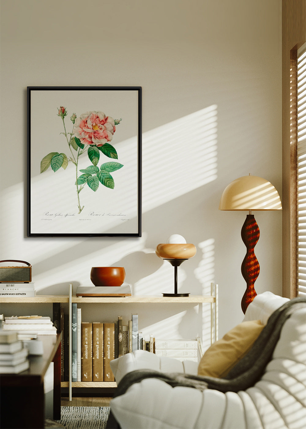 Botanisk print Rosa Gallica vetenskaplig platta – Canvas2