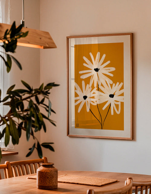 Botanisk poster: prästkragar på senapsbakgrund – Product1
