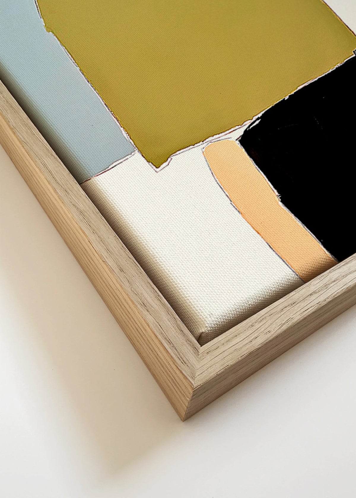 Abstrakt målning med organiska block – Canvas detail
