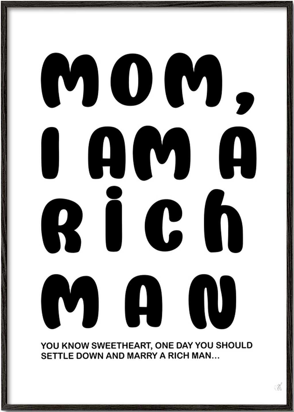 Typografisk illustration med humoristisk text – Black Frame