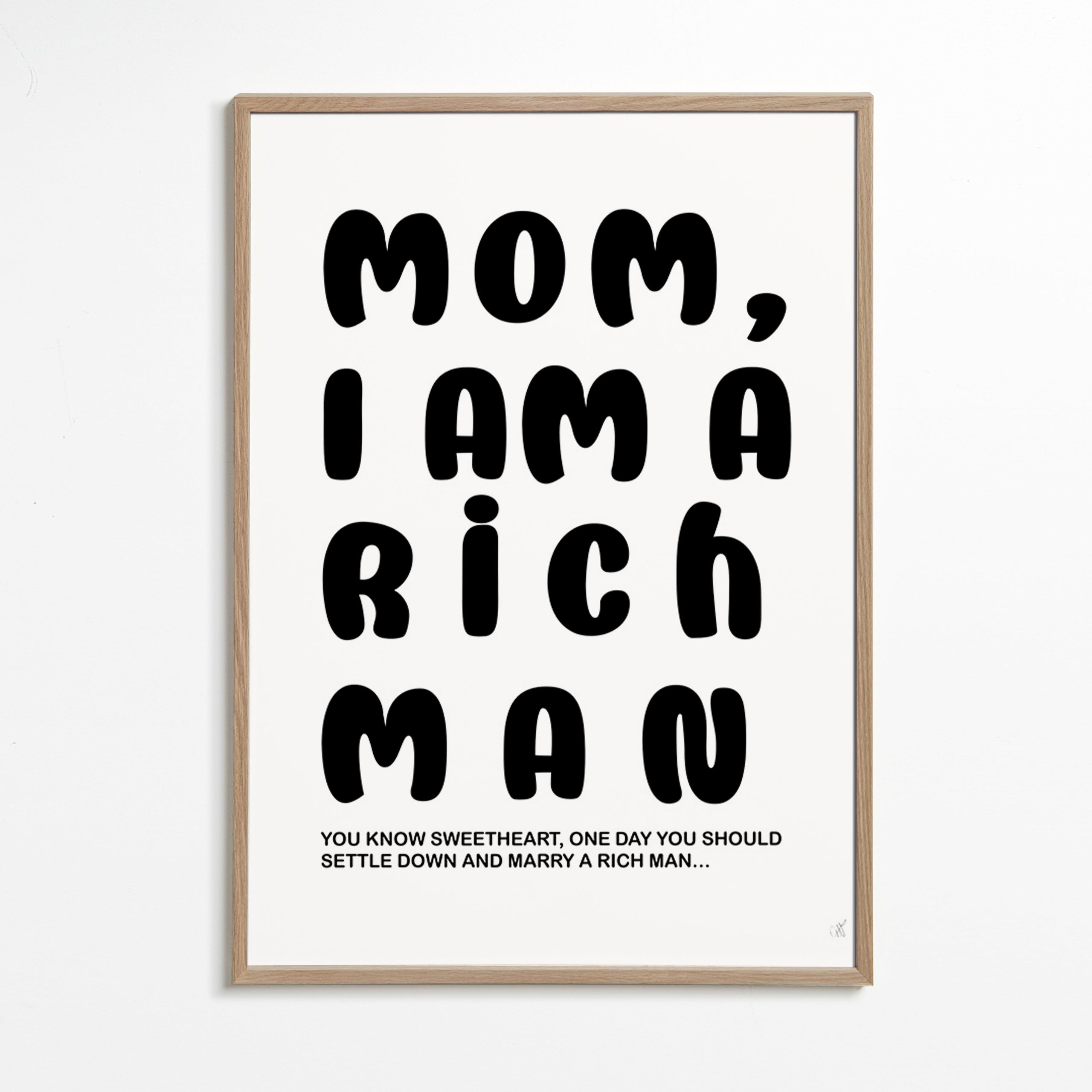 Typografisk illustration med humoristisk text – Oak Frame