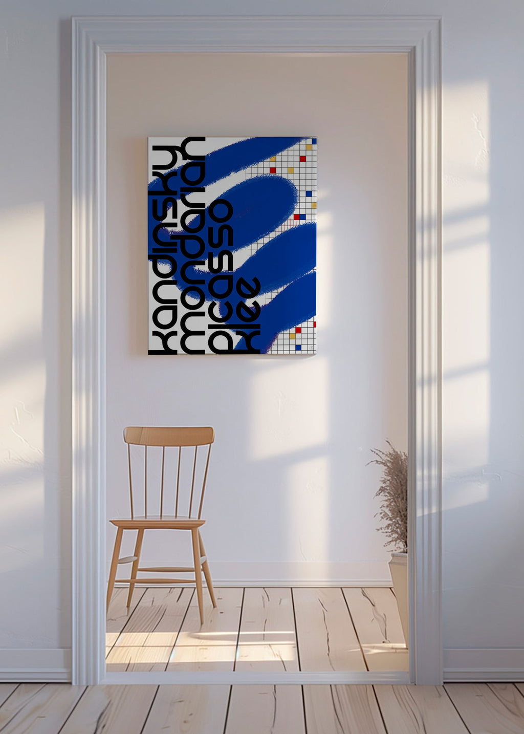 Abstrakt konst med blå penseldrag – Canvas