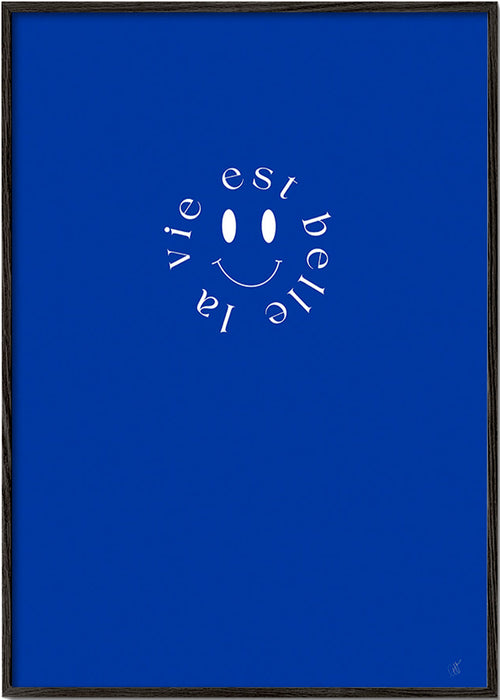 Illustration smile typografisk blå – Black Frame