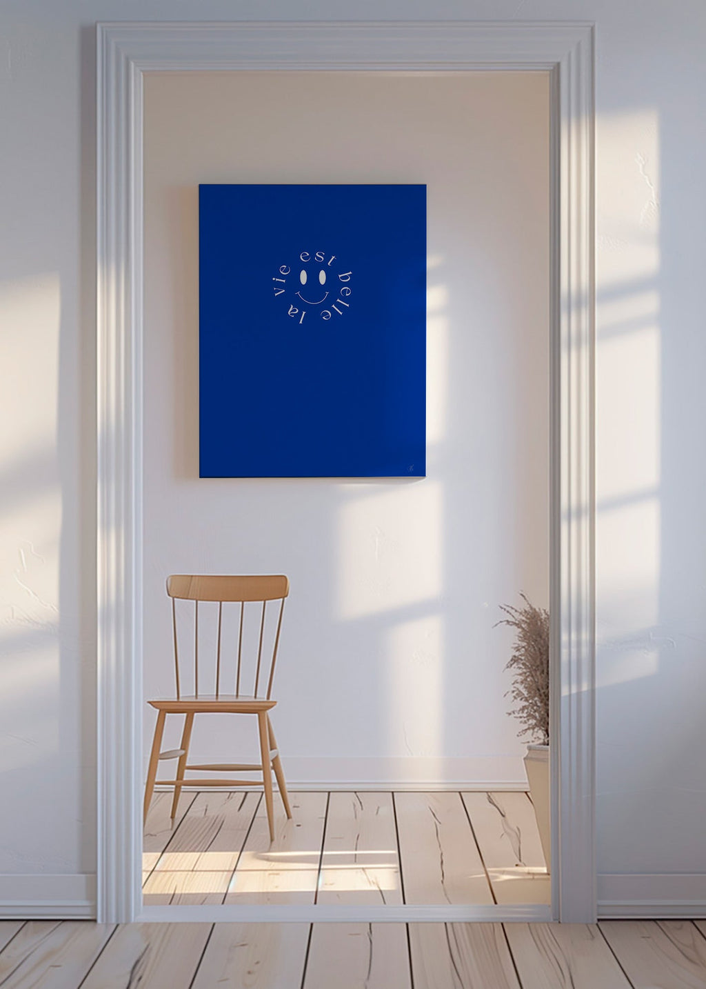 Illustration smile typografisk blå – Canvas