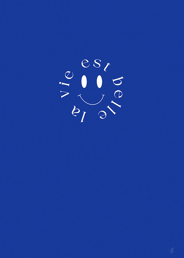 Illustration smile typografisk blå