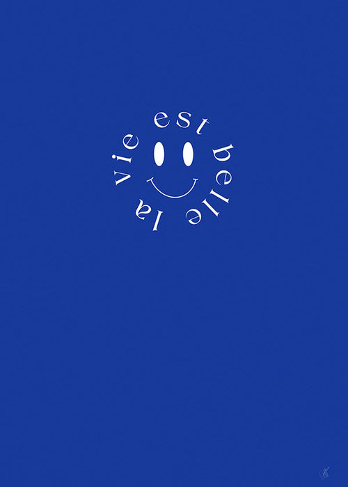 Illustration smile typografisk blå