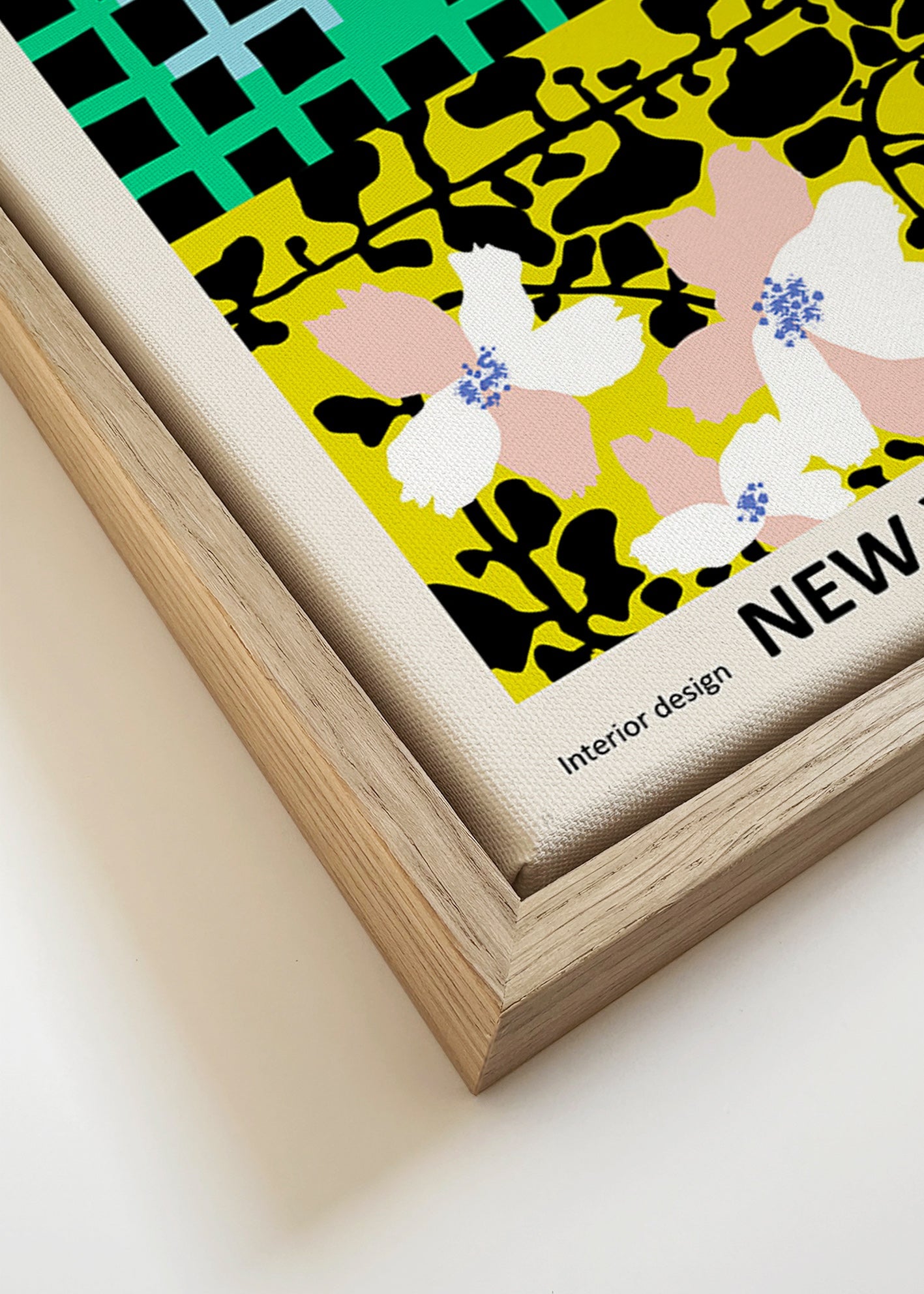 Stadsposter: New York typografiskt tryck med blommotiv – Canvas detail