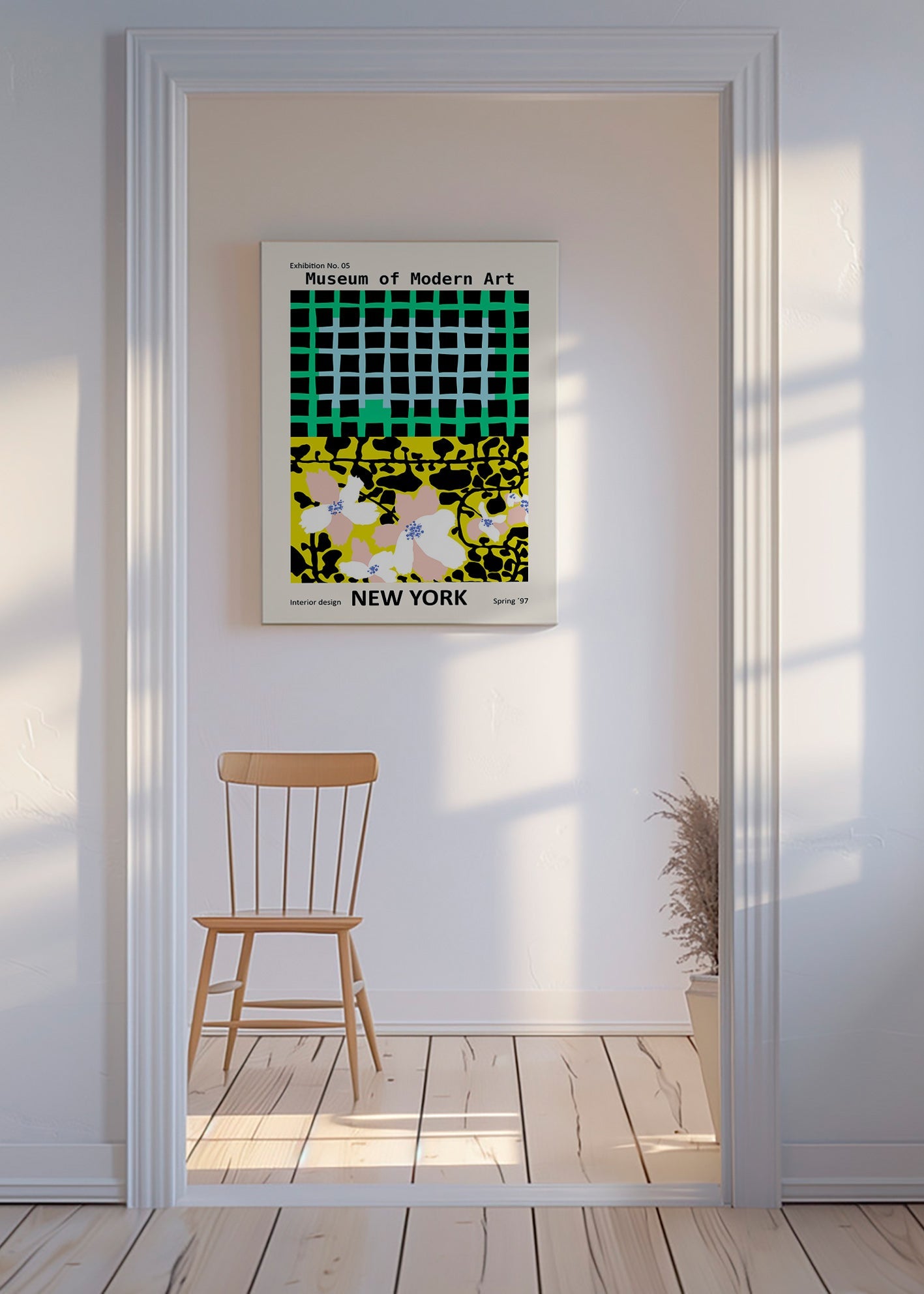 Stadsposter: New York typografiskt tryck med blommotiv – Canvas