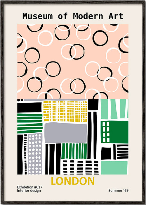 Reseaffisch med typografiskt Londonmotiv – Black Frame