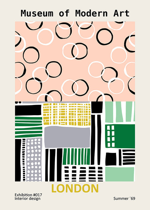 Reseaffisch med typografiskt Londonmotiv