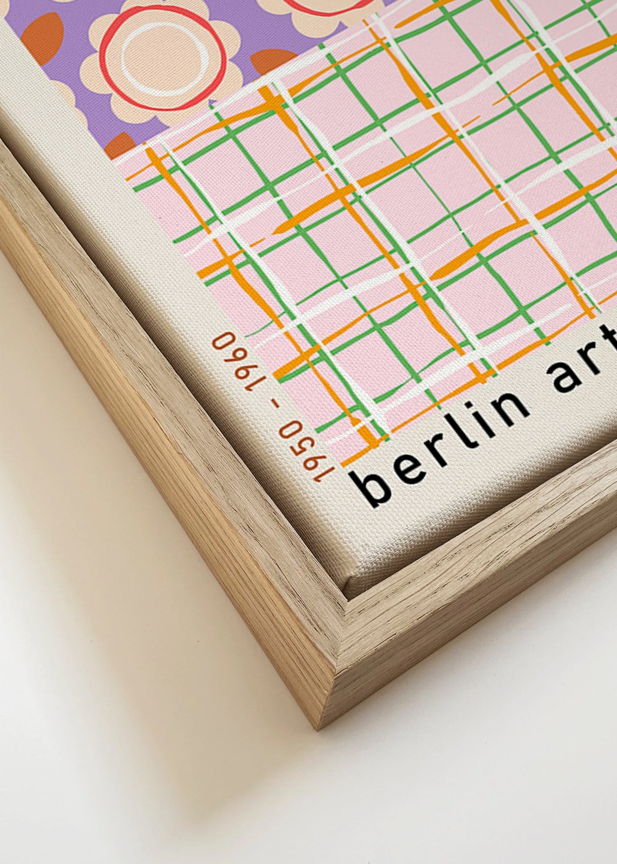 Pop art-blommillustration med rutnät – Canvas detail