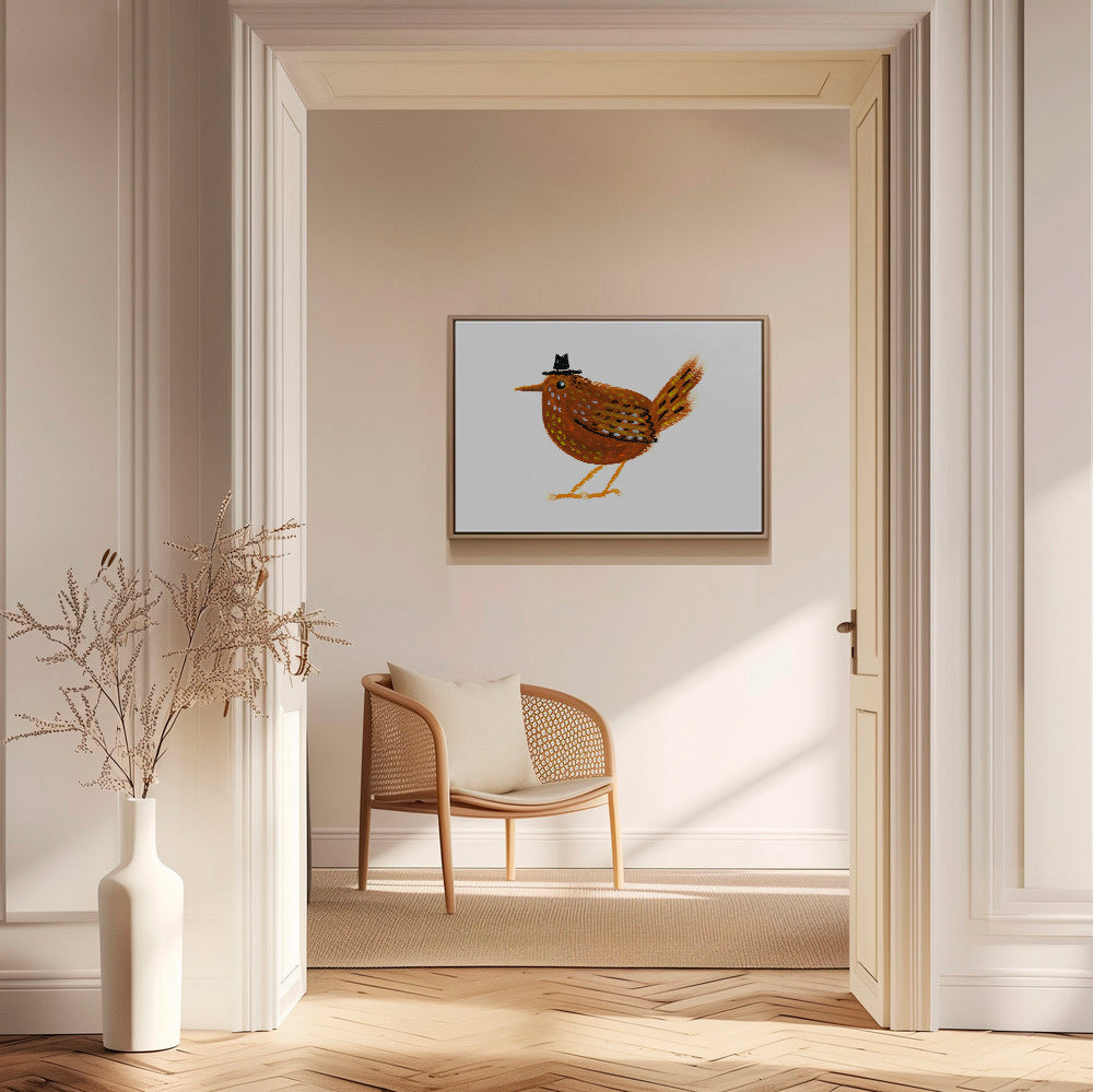 Tavla fågel med liten cowbohatt – Canvas1