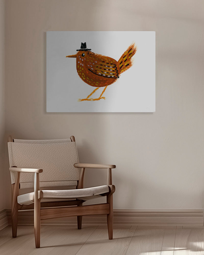 Tavla fågel med liten cowbohatt – Canvas
