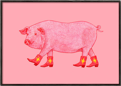 Illustration gris cowgirl – Black Frame