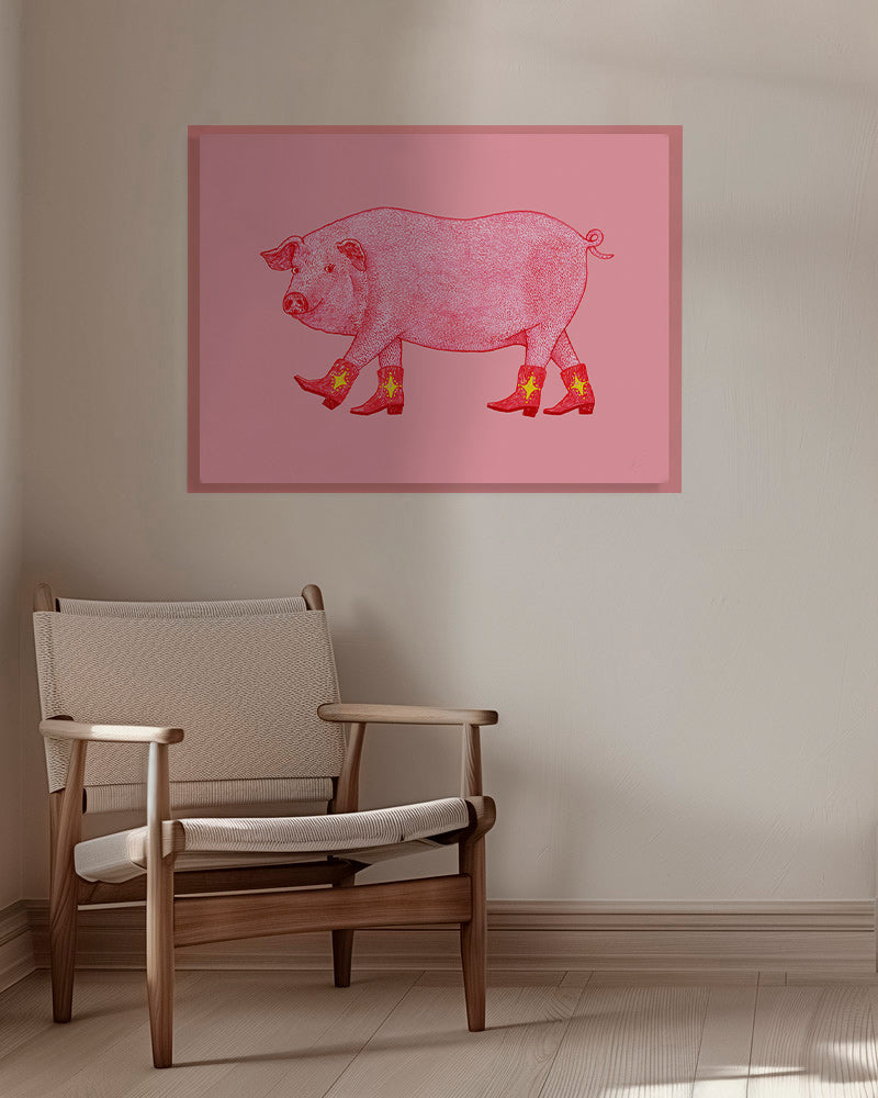 Illustration gris cowgirl – Canvas