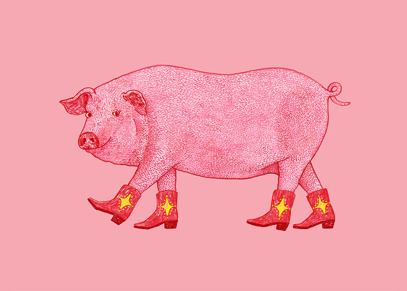 Illustration gris cowgirl