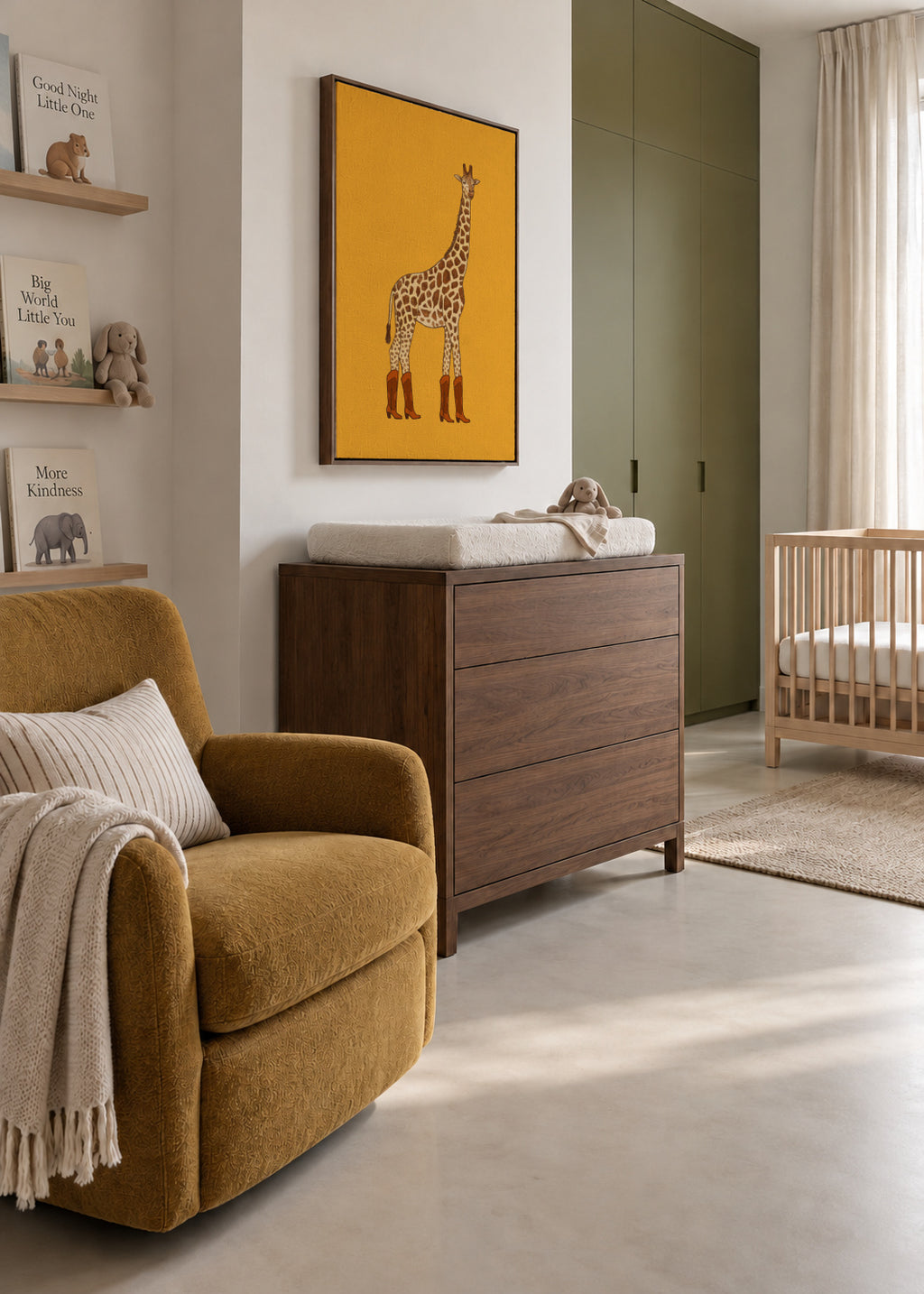 Jolene the Cowgirl Giraffe - Framed canvas in an interior