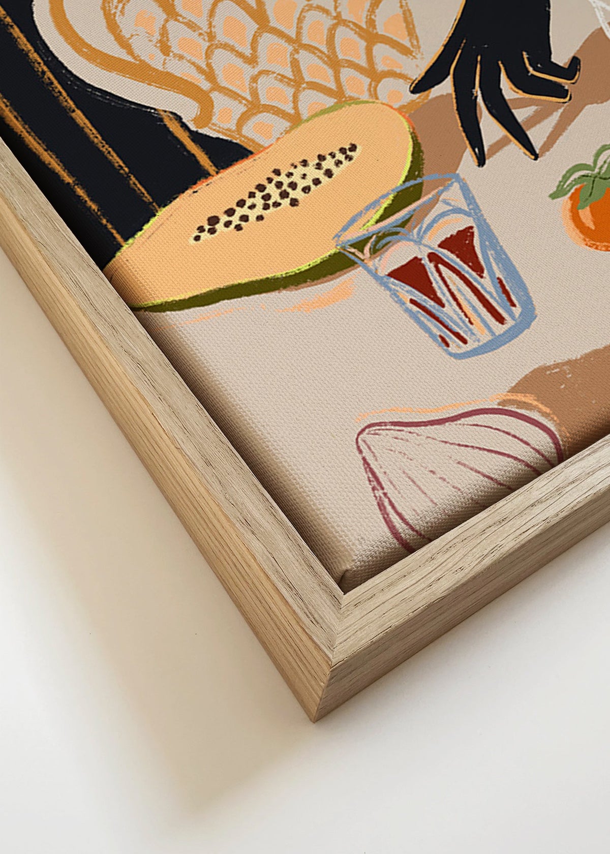 Kökskonst med tropisk frukt och vas – Canvas detail