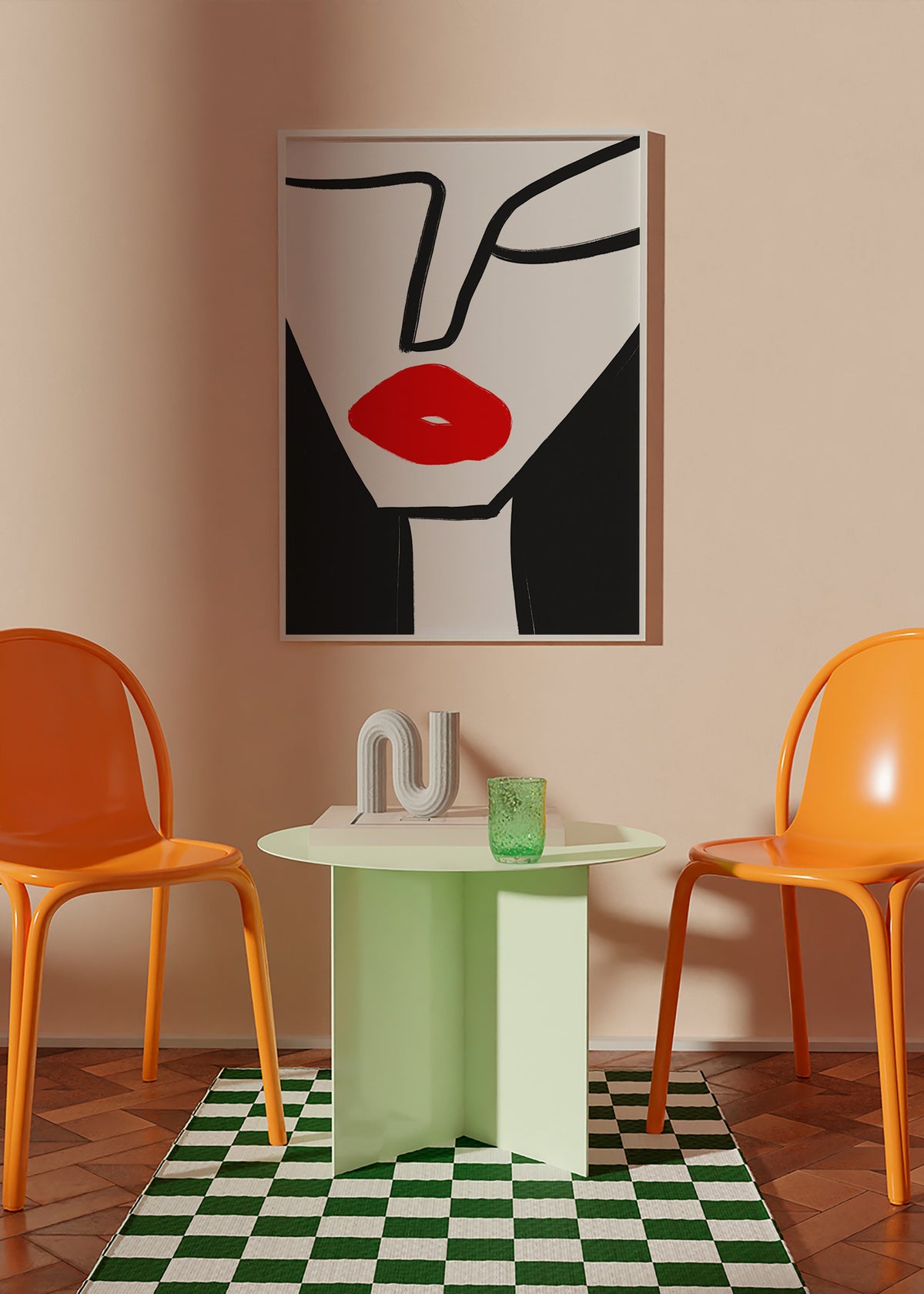 Minimalistisk affisch röda läppar profil – Product1