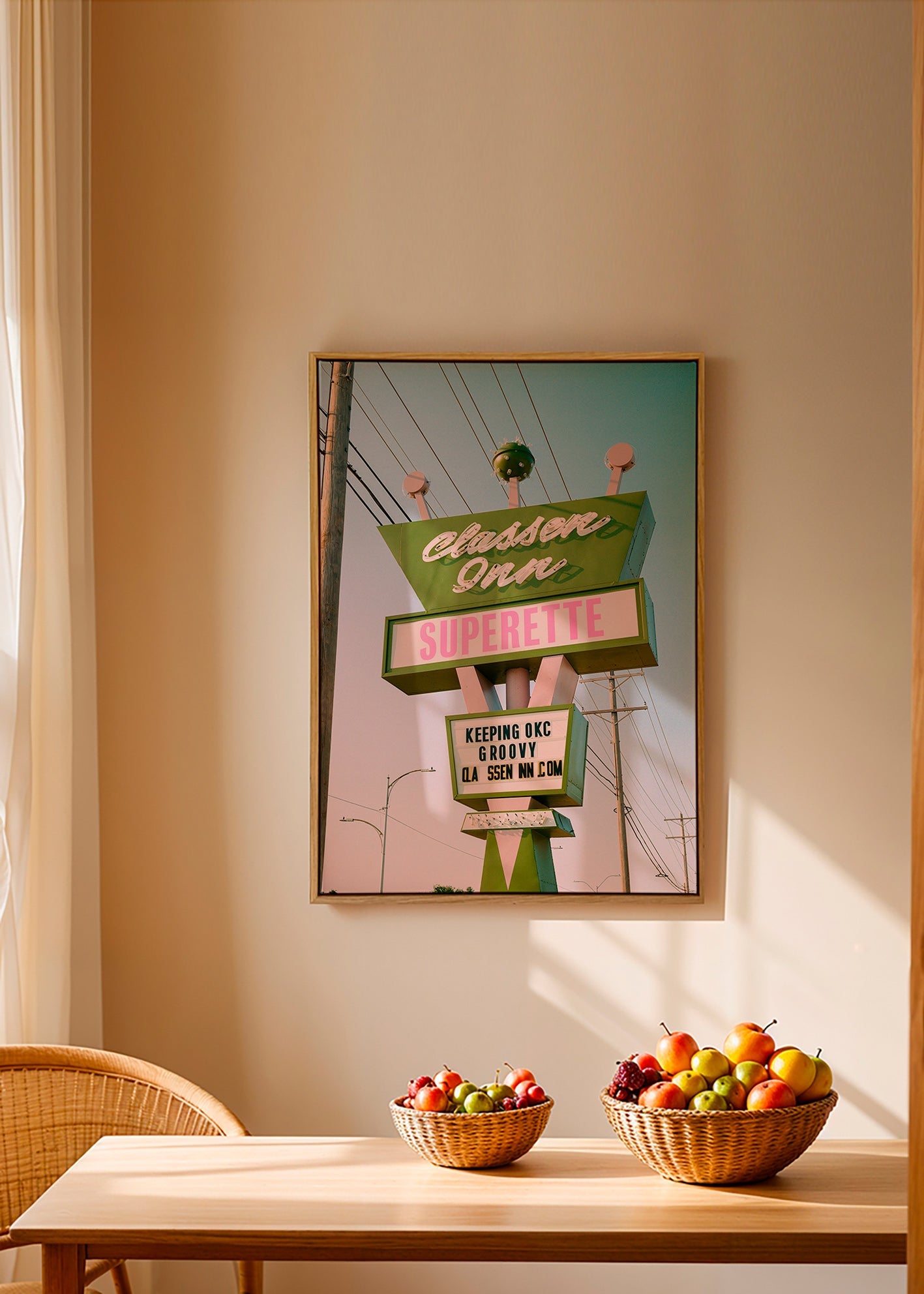 Vintage skylt foto grön och rosa – Canvas1