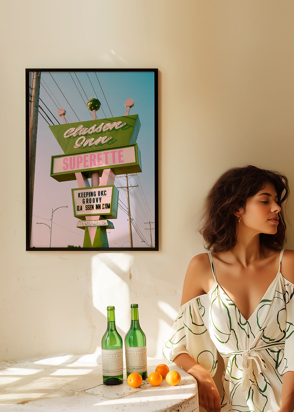Vintage skylt foto grön och rosa – Product1