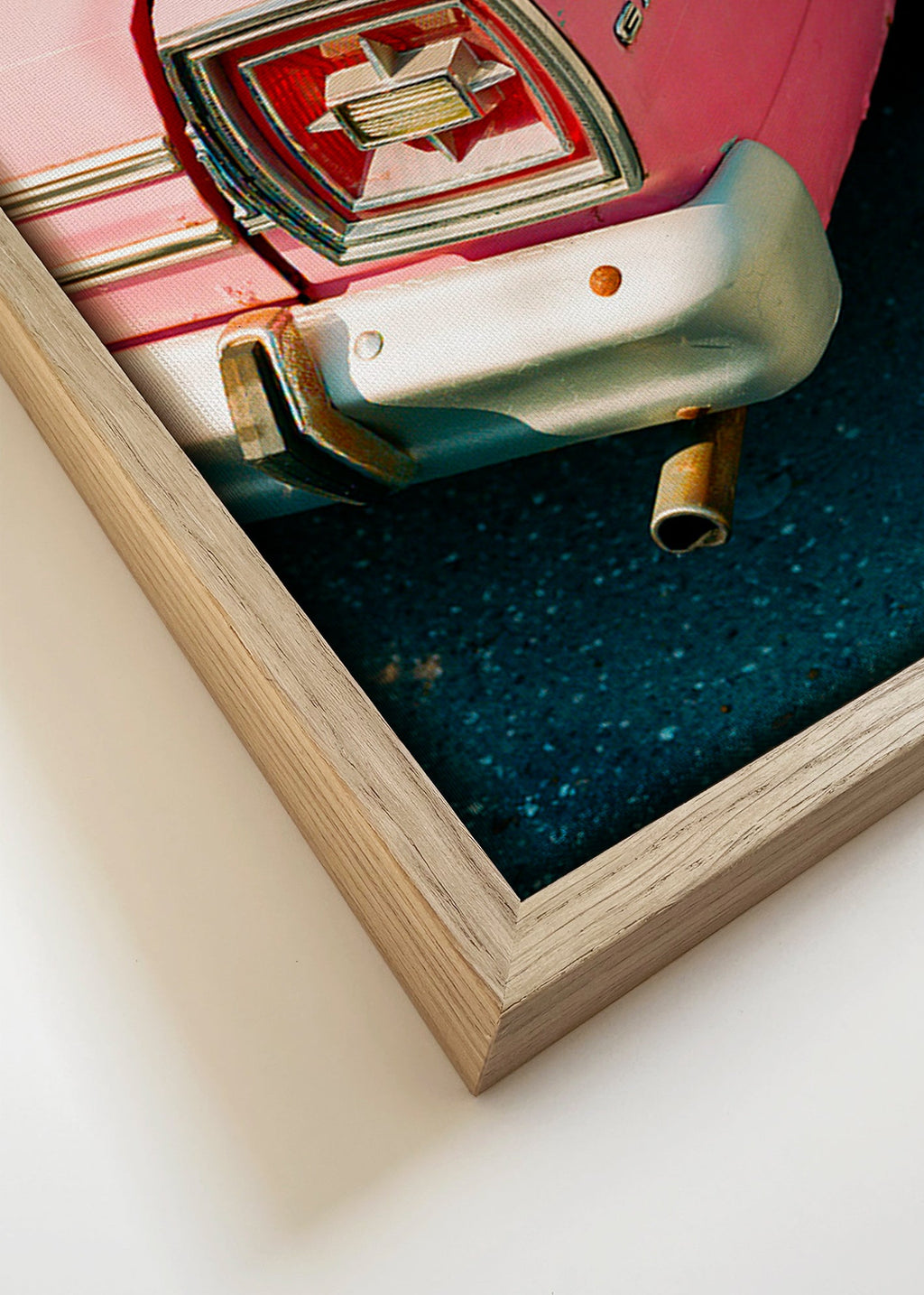 Vintage bil rosa affisch – Canvas detail