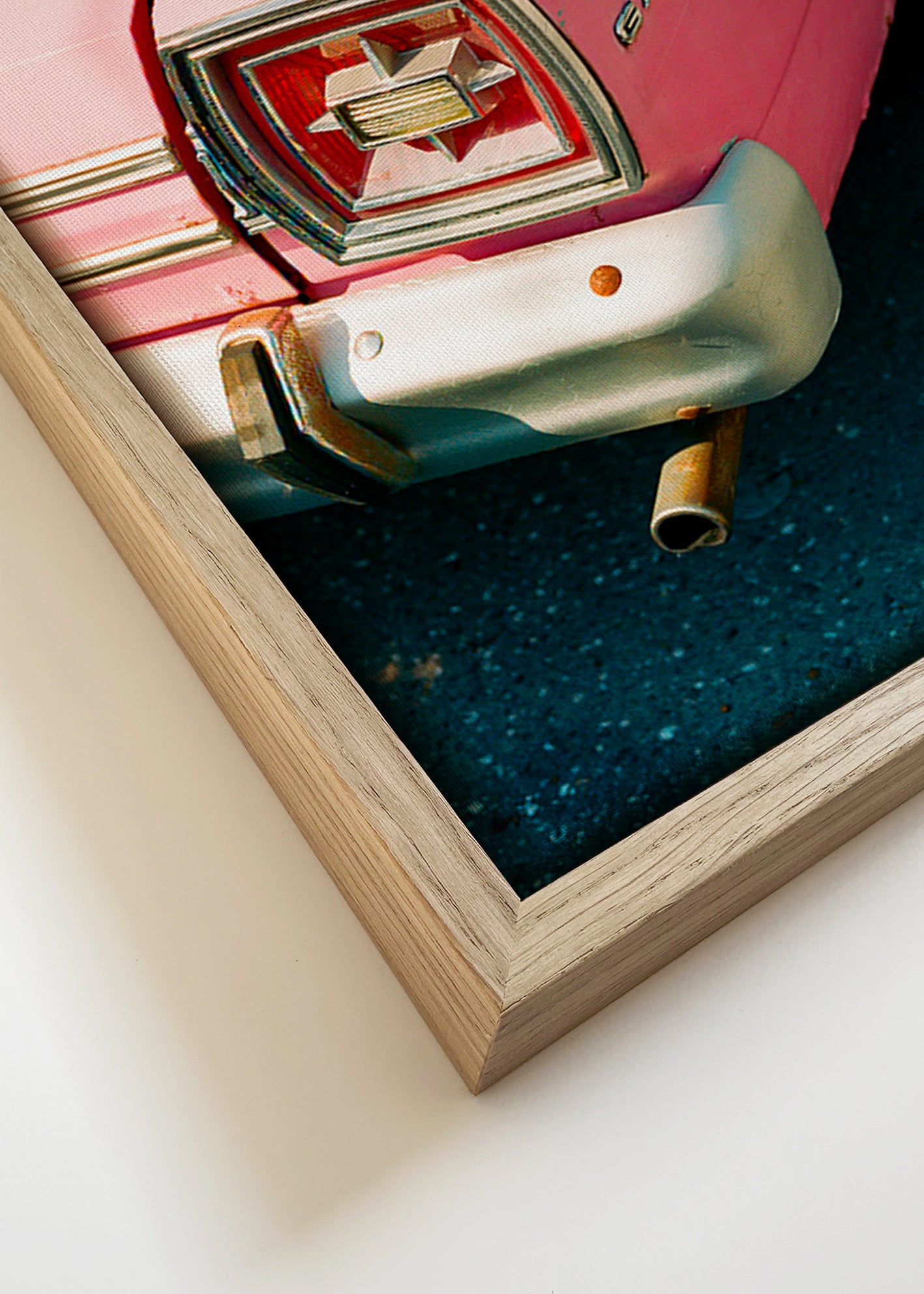 Vintage bil rosa affisch – Canvas detail