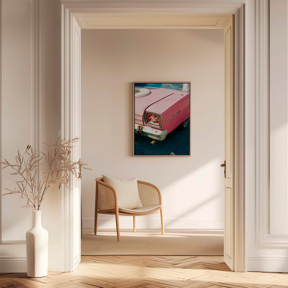 Vintage bil rosa affisch – Canvas1