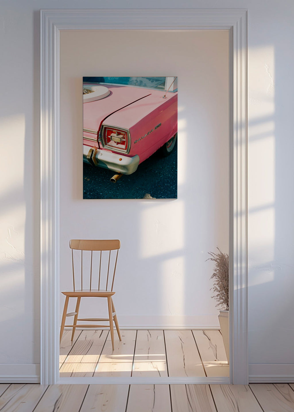 Vintage bil rosa affisch – Canvas