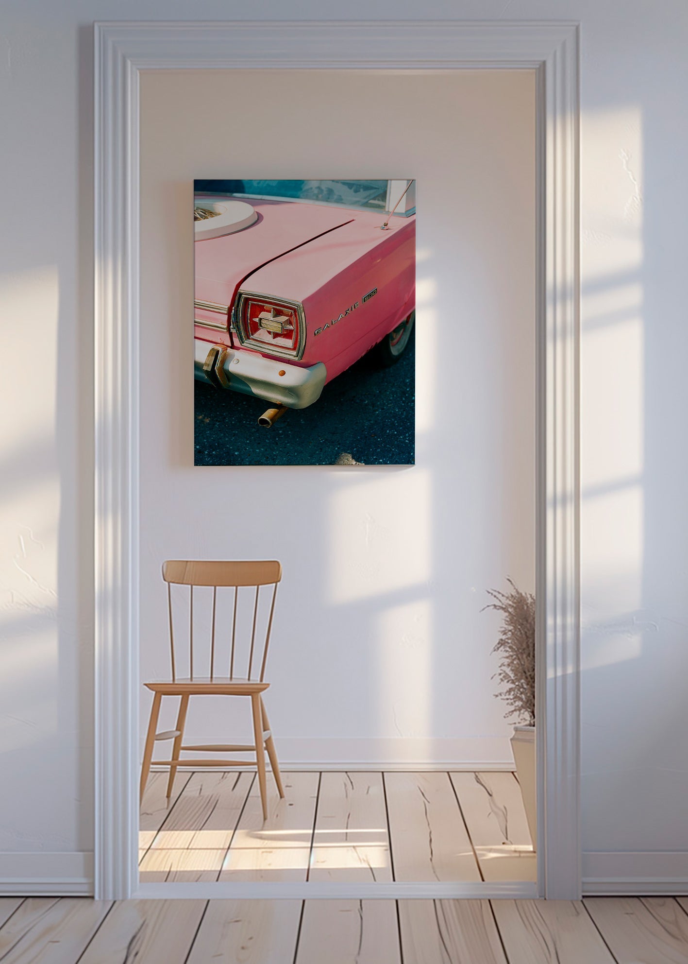 Vintage bil rosa affisch – Canvas