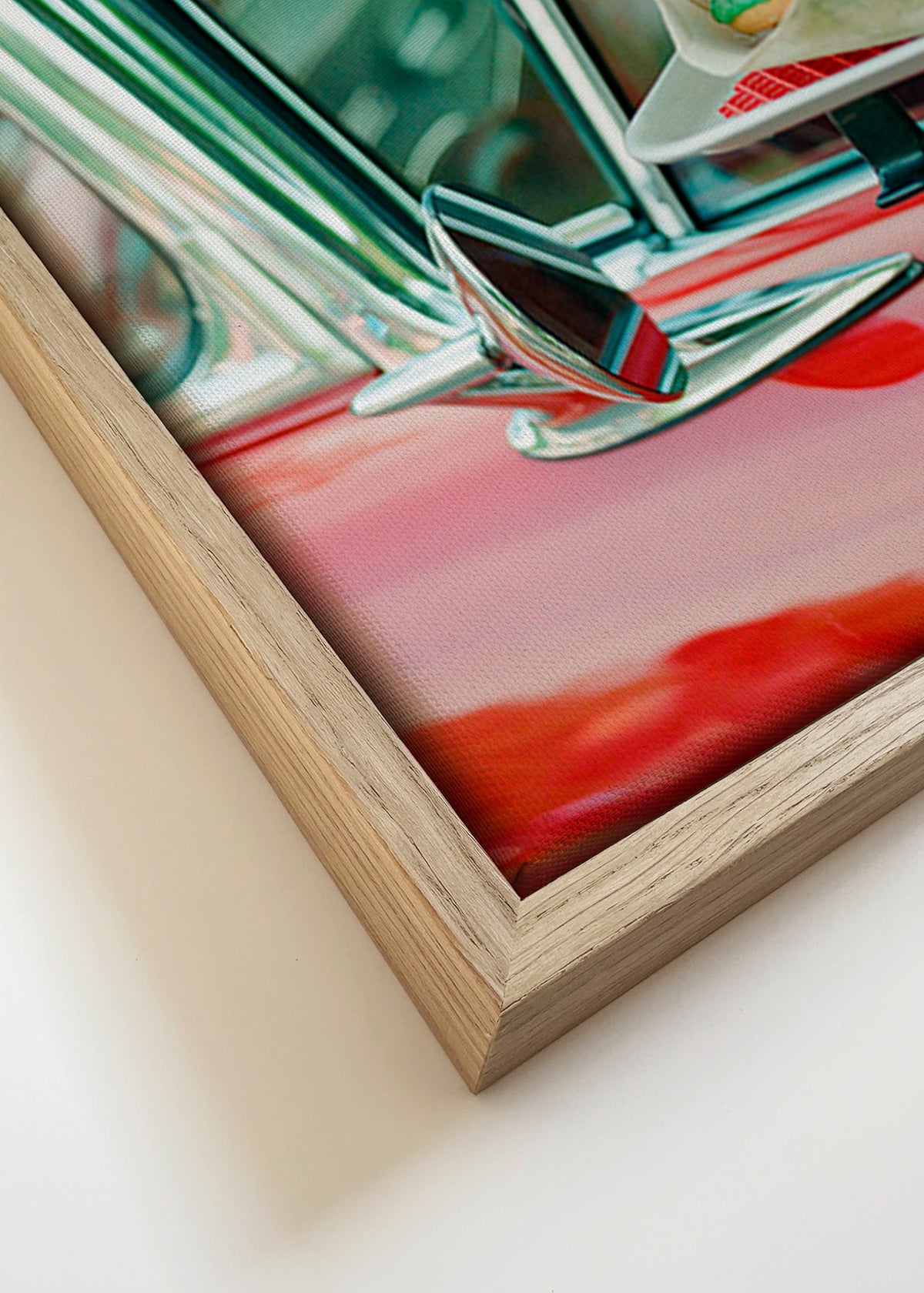 Vintage print klassisk bil med diner-bricka – Canvas detail