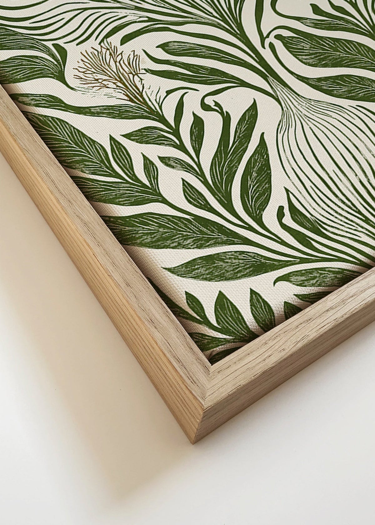 Botaniskt tryck med gröna linjeteckningar – Canvas detail