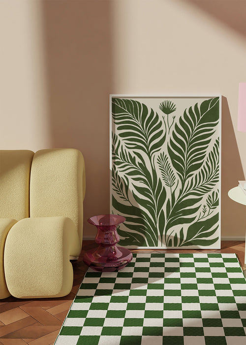 Botaniskt tryck gröna blad på beige – Product1